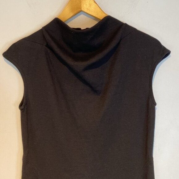 Lord & Taylor black high neck pencil dress cap sleeve exposed zipper size 0 - Picture 2 of 11